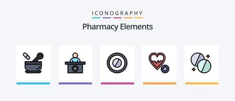 Pharmacy Elements Line Filled 5 Icon Pack Including medical . pills . wound. hospital. Creative Icons Design vector