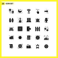 Editable Vector Line Pack of 25 Simple Solid Glyphs of left gestures trolley finger achievement Editable Vector Design Elements
