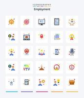 paquete de iconos planos de 25 empleos creativos, como el cuidado de los empleados. cuidado. CV. reanudar. CV vector
