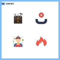 Set of 4 Modern UI Icons Symbols Signs for tool plumber tools hang up fire Editable Vector Design Elements