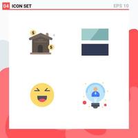 paquete de 4 iconos planos creativos de activos emoji imagen real feliz elementos de diseño vectorial editables vector