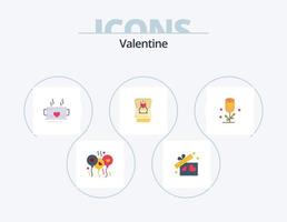 Valentine Flat Icon Pack 5 Icon Design. cup. love. gift. day. valentine vector