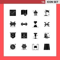 Group of 16 Modern Solid Glyphs Set for gym sketch desert illustration design Editable Vector Design Elements