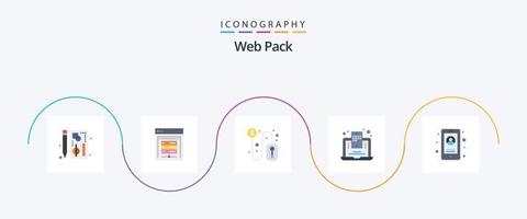 Web Pack Flat 5 Icon Pack Including business. blogging. data storage. blogger. mouse vector