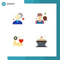 Modern Set of 4 Flat Icons and symbols such as customer service muscle athlete man beat Editable Vector Design Elements