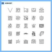 Set of 25 Modern UI Icons Symbols Signs for fitness wifi computers things internet Editable Vector Design Elements