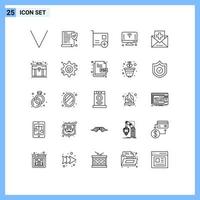 Set of 25 Modern UI Icons Symbols Signs for fitness wifi computers things internet Editable Vector Design Elements