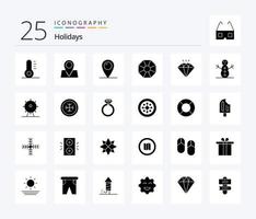 Holidays 25 Solid Glyph icon pack including snowflake. cold. present. sign. leisure vector