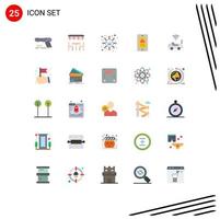 User Interface Pack of 25 Basic Flat Colors of car rainy spring weather mobile Editable Vector Design Elements