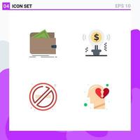 4 Thematic Vector Flat Icons and Editable Symbols of cash solution personal bulb no Editable Vector Design Elements