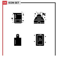 Mobile Interface Solid Glyph Set of 4 Pictograms of flasks smartphone building food wifi Editable Vector Design Elements