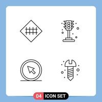 paquete de iconos de vector de stock de 4 signos y símbolos de línea para elementos de diseño de vector editables de mouse de vida de señal de carretera de clic de cerca