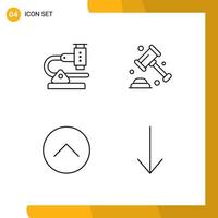 Pack of 4 Modern Filledline Flat Colors Signs and Symbols for Web Print Media such as chemistry up microscope protection media player Editable Vector Design Elements