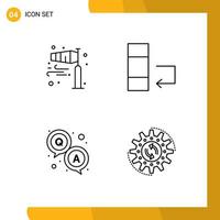 Pack of 4 creative Filledline Flat Colors of air qa pole wind data survey Editable Vector Design Elements