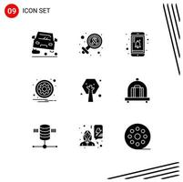 Stock Vector Icon Pack of 9 Line Signs and Symbols for ecology options mobile setting gear Editable Vector Design Elements