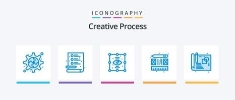 paquete de iconos azul 5 de proceso creativo que incluye . bosquejo. ojo. proceso. disposición. diseño de iconos creativos vector
