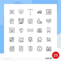 Universal Icon Symbols Group of 25 Modern Lines of browser vehicle add construction truck Editable Vector Design Elements