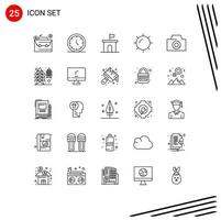 Pictogram Set of 25 Simple Lines of camera weather architecture sun property Editable Vector Design Elements