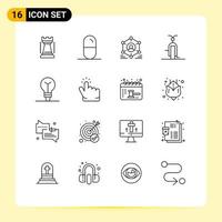 Set of 16 Modern UI Icons Symbols Signs for vehicles transport network filled team Editable Vector Design Elements