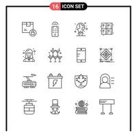 Pictogram Set of 16 Simple Outlines of female education protection calculate earth Editable Vector Design Elements