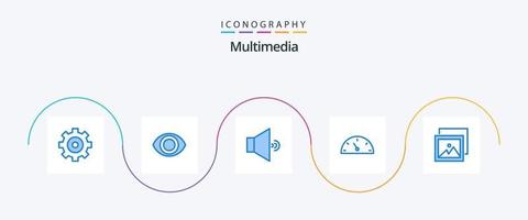 paquete de iconos multimedia blue 5 que incluye . indicador. galería vector