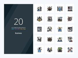 20 Business line Filled icon for presentation vector