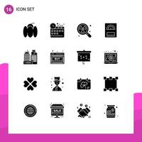 Set of 16 Modern UI Icons Symbols Signs for work office radioactive building heater Editable Vector Design Elements