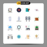 16 User Interface Flat Color Pack of modern Signs and Symbols of smart phone plan business vision eye Editable Pack of Creative Vector Design Elements