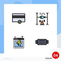 Stock Vector Icon Pack of 4 Line Signs and Symbols for finance sound dinner vacation webpage Editable Vector Design Elements