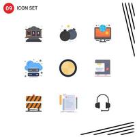Pictogram Set of 9 Simple Flat Colors of household decoration olympic platform infrastructure Editable Vector Design Elements