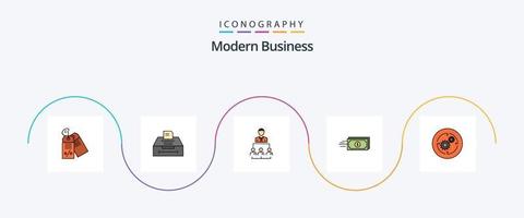 paquete de iconos de 5 planos llenos de línea de negocios moderna que incluye moneda. fluir. organización. negocio. gestión vector