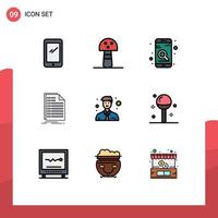 Set of 9 Modern UI Icons Symbols Signs for business invoice app file bill Editable Vector Design Elements