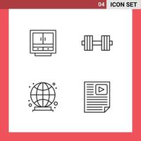 Modern Set of 4 Filledline Flat Colors Pictograph of cabinet gym files storage global Editable Vector Design Elements