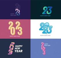 Big Collection of 2023 Happy New Year symbols Cover of business diary for 2023 with wishes vector