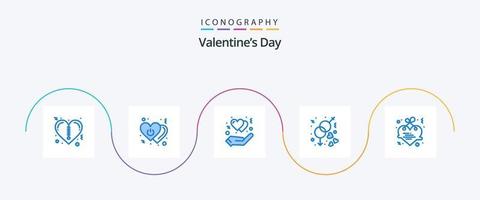 Valentines Day Blue 5 Icon Pack Including heart. wedding. protect. love. engagement vector