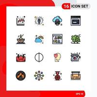 Group of 16 Flat Color Filled Lines Signs and Symbols for bowl website data web internet Editable Creative Vector Design Elements