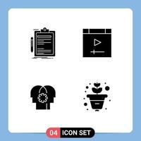 Group of 4 Modern Solid Glyphs Set for contract brain done computer mind Editable Vector Design Elements