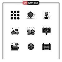 User Interface Pack of 9 Basic Solid Glyphs of oil presentation setting beamer trophy Editable Vector Design Elements