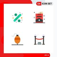 Set of 4 Modern UI Icons Symbols Signs for percentage fish tag smoking queue Editable Vector Design Elements