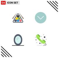 conjunto de pictogramas de 4 iconos planos simples de elementos de diseño de vector editables de espejo de medios de piscina de muebles de bola