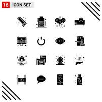 Universal Icon Symbols Group of 16 Modern Solid Glyphs of management technology love projector electronics Editable Vector Design Elements