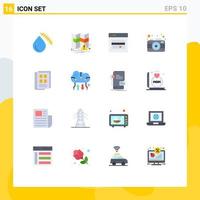 Universal Icon Symbols Group of 16 Modern Flat Colors of news paper capture atm picture camera Editable Pack of Creative Vector Design Elements