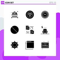 Universal Icon Symbols Group of 9 Modern Solid Glyphs of files forbidden performance cancel time Editable Vector Design Elements