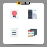 4 Flat Icon concept for Websites Mobile and Apps award document paper estate text Editable Vector Design Elements