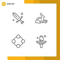 Group of 4 Modern Filledline Flat Colors Set for competition baby toy olympic baby rattle Editable Vector Design Elements