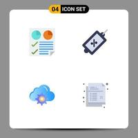 4 Creative Icons Modern Signs and Symbols of data cloud report market gear Editable Vector Design Elements