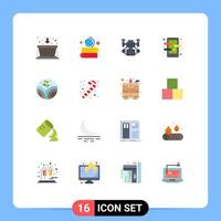 Universal Icon Symbols Group of 16 Modern Flat Colors of plant language app action language chat Editable Pack of Creative Vector Design Elements