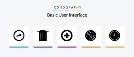 Basic Glyph 5 Icon Pack Including . ui. clock. Creative Icons Design vector