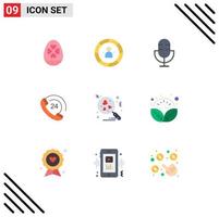 User Interface Pack of 9 Basic Flat Colors of support communication person call products Editable Vector Design Elements