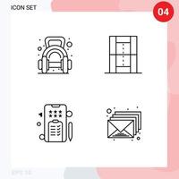 Set of 4 Modern UI Icons Symbols Signs for exercise recreation dumbbell athletics text Editable Vector Design Elements